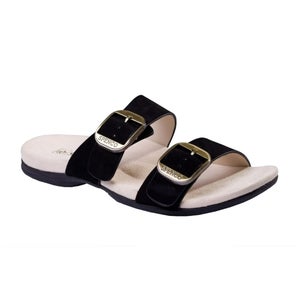 Spenco Vista Sandals Women's US 7.5 Black Leather Arch Support Slip On HAWK2256