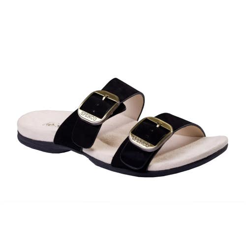 Spenco Vista Sandals Women's US 7.5 Black Leather Arch Support Slip On HAWK2256