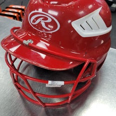 Used Rawlings BATTING HELMET WITH MASK Batting Helmet w/Mask Red LG 11497-S000155343