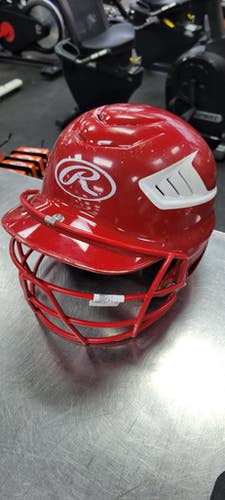 Used Rawlings BATTING HELMET WITH MASK Batting Helmet w/Mask Red LG 11497-S000155343