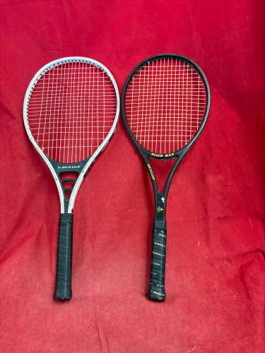 Tennis Racquet: 1) Dunlop Black Max tennis racquet. Grip 4 1/2”.
2) Dunlop McEnroe Power 90. Grip 4