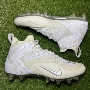 Size 9.5 Nike Alpha Huarache 8 Elite Lacrosse Cleats White Silver
