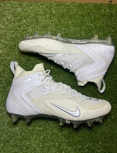 Size 9.5 Nike Alpha Huarache 8 Elite Lacrosse Cleats White Silver