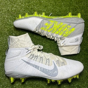 Size 12.5 Nike Alpha Huarache 7 Elite LAX Lacrosse Cleats White Gray Volt RARE