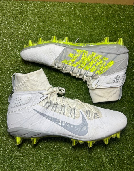 Size 12.5 Nike Alpha Huarache 7 Elite LAX Lacrosse Cleats White Gray Volt RARE