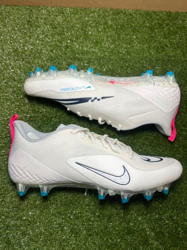 Size 11.5 Nike Alpha Huarache 8 Pro low Lacrosse Cleats White Sail Pink LIMITED EDITION