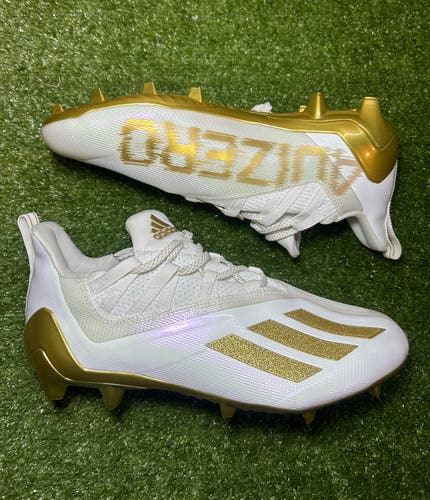 Size 12 Adidas Adizero Football Lacrosse cleats white metallic gold