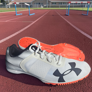 Men's Under Armour UA (US Size 12) Track Spikes White Orange 1273940-100 NEW