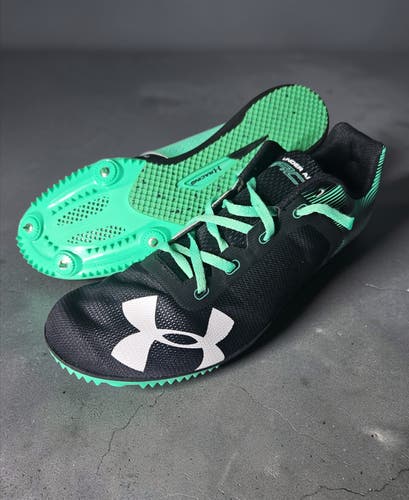 Men's Under Armour Kick Distance (US Size 11) Track Spikes Black Vapor Green