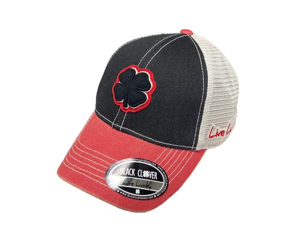 NEW Black Clover Live Lucky Two Tone Vintage #4 Black/Stone/Red Adjustable Hat