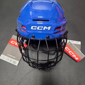 New Royal Blue Senior Large CCM Tacks 70 Helmet Combo