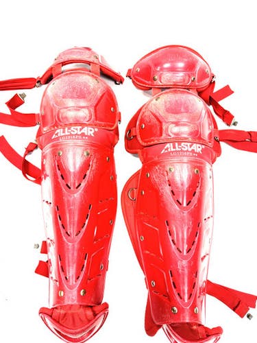 Used All-Star LG1216PS Catchers Leg Guards Red Adult 11860-S000304300