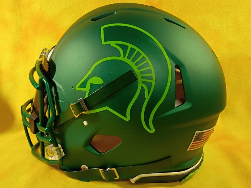 custom full size football helmet Fantasy Championship Helmet + Perpetual Base Includes the custom eye shield/visor Michigan State Spartans custom fullsize