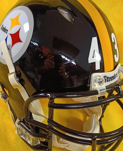 Throwback Pittsburgh Steelers custom fullsize Riddell Revo football helmet med Palomalu