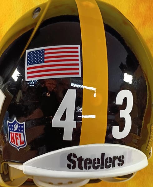 custom steelers motorcycle helmet Throwback Pittsburgh Steelers custom fullsize Riddell Revo football helmet  med Palomalu | SidelineSwap