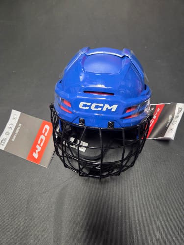 New Royal Blue Senior Small CCM Tacks 70 Helmet Combo