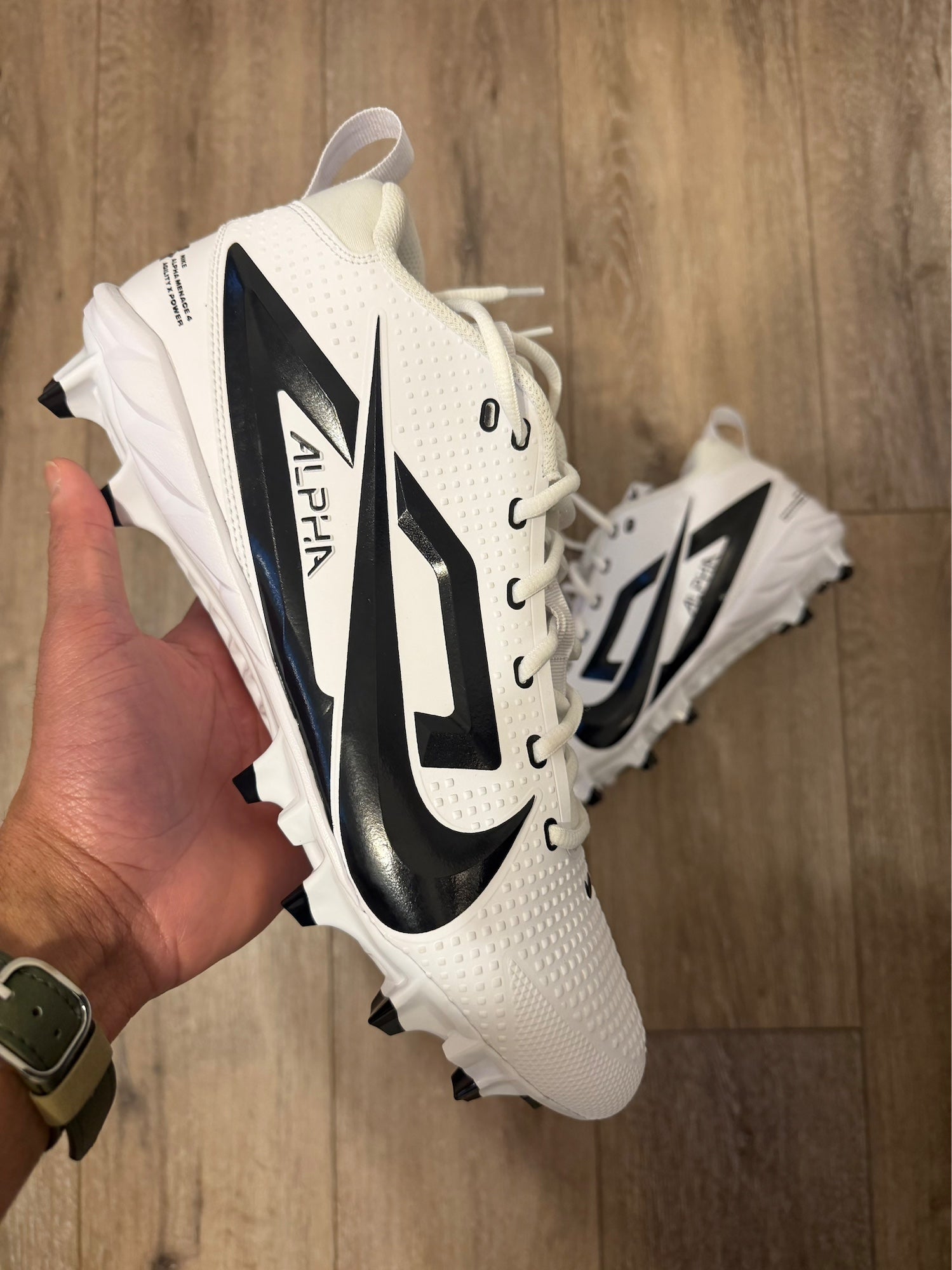 Nike Mens Alpha Menace 4 Pro Molded Football Cleats Size 10 White Black NWOB Nike Alpha Menace 4 Pro - High-Performance Football Cleats  main image 2