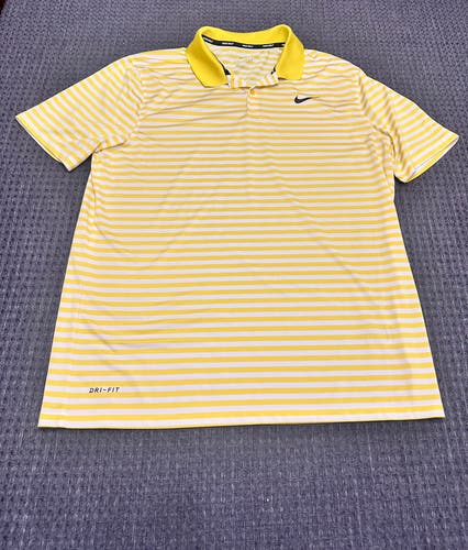 Nike Golf Dri-Fit yellow and white striped polo Shirt