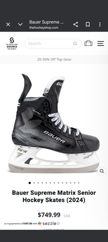 Bauer Supreme Matrix Hockey Skates Size 10