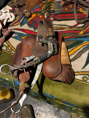 (Used) NRS Leather Splint Horse Boots And Leather Nose Bit