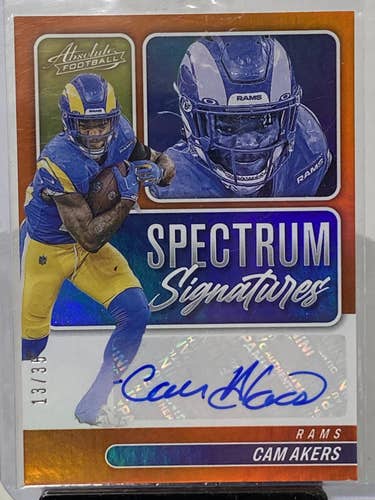 Cam Akers Rams 2022 Absolute Football Spectrum Signatures Auto #'d 13/35 SPEC-CA