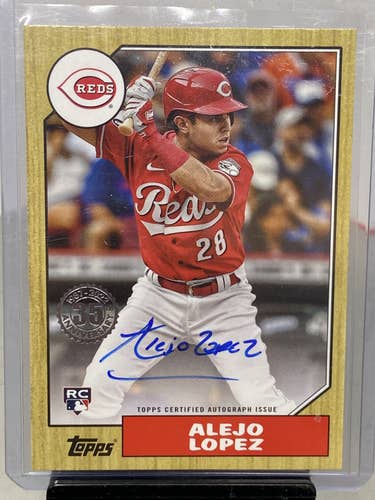 Alejo Lopez Cincinnati Reds 2022 1987 Topps Topps RC Auto On Card 87BA-AL