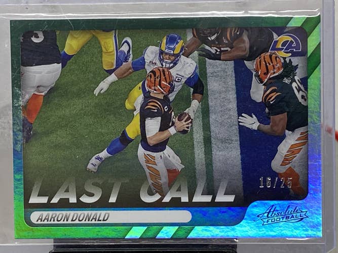 Aaron Donald Rams 2022 Absolute LAST CALL Green Parallel #/25 LC-16