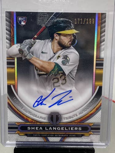 Shea Langeliers Oakland Athletics 2023 Tribute Topps RC Auto #'d 171/199 TA-SL