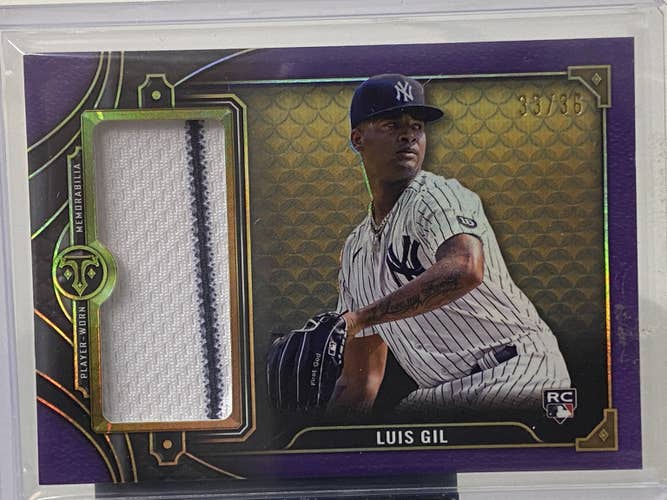 Luis Gil New York Yankees 2022 Triple Threads Topps RC Jumbo Relic #33/36