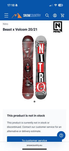 Nitro Beast X Volcom Snowboard Freestyle Without Bindings Stiff Flex True Twin
