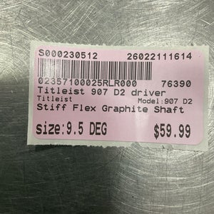 Used Titleist 907 D2 Mens Driver RH 9.5 Degree 11614-S000230512