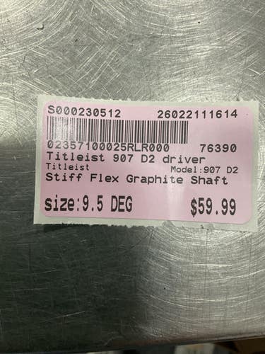 Used Titleist 907 D2 Mens Driver RH 9.5 Degree 11614-S000230512