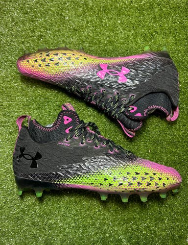 Size 9.5 Under Armour Clone Lacrosse cleats Joker Black Pink Green