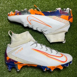 Size 8.5 Nike Vapor Untouchable pro 3 Football Lacrosse Cleats White Orange Camo