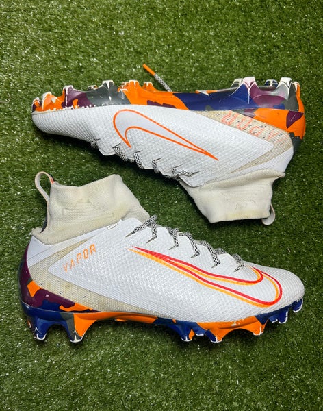 Size 8.5 Nike Vapor Untouchable pro 3 Football Lacrosse Cleats White Orange Camo