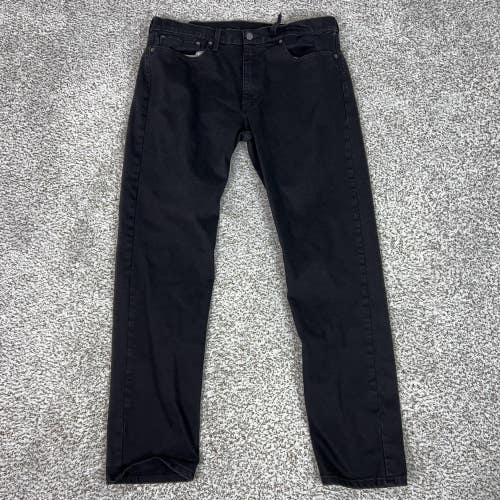 Levis 502 Jeans Mens 36x34 Black Slim Straight Denim Dark Wash Basic Casual