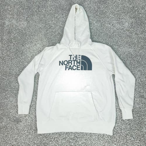 North Face Hoodie Womens XL White Fleece Pullover Logo Sweatshirt Outdoor Gorp