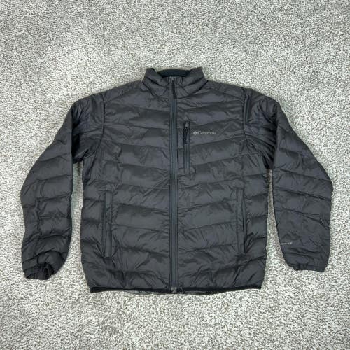 Columbia Jacket Mens Large Black Omni Heat Puffer Full Zip Hiking Outdoor Down