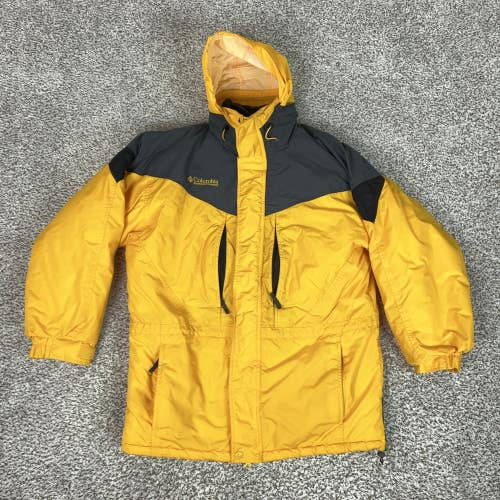 Vintage Columbia Jacket Mens Medium Yellow Hooded Ski Insulated Parka Winter