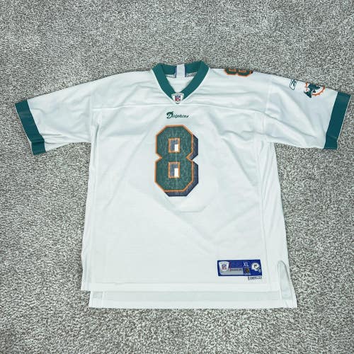 Miami Dolphins Jersey Mens XL White NFL Football Reebok Daunte Culpepper 8