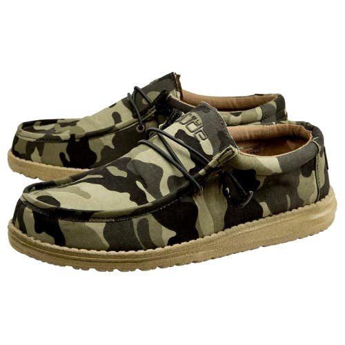 Hey Dude Wally 110067003 Men's 11 Army Camo Canvas Slip-On Casual Shoes DAB159