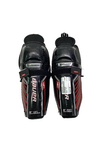 Used Bauer NSX Junior Shin Guards White/Black/Red 8" 11347-S000263698
