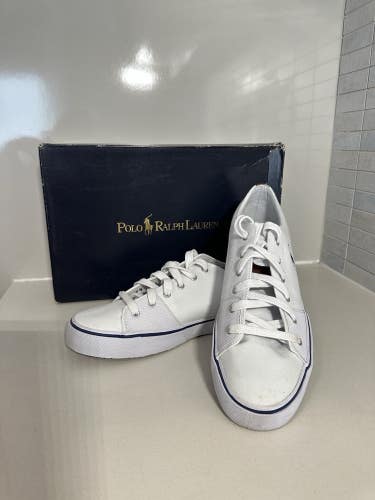 #2741 Polo Ralph Lauren Mens Lace Up Casual Sneakers Shoes Size 12D White