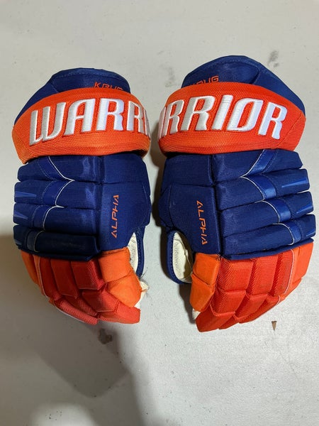 Warrior Alpha 4-Roll Pro Stock Hockey Gloves 14” Royal Blue Oilers 2847