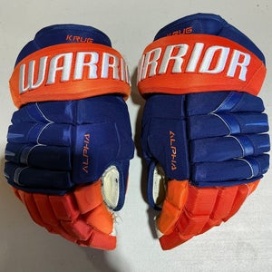 Warrior Alpha 4-Roll Pro Stock Hockey Gloves 14” Royal Blue Oilers 9275