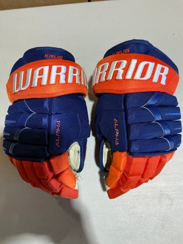 Warrior Alpha 4-Roll Pro Stock Hockey Gloves 14” Royal Blue Oilers 9275