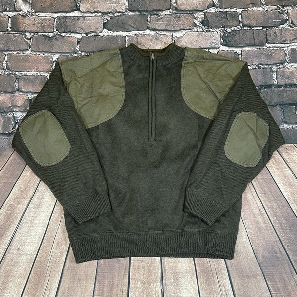 Sportsman's Warehouse 100% Wool Shooting Sweater Men's Large Green 1/2 Zip