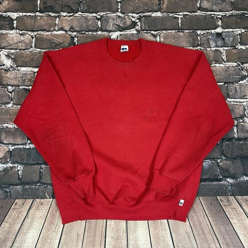 Vintage Russell Athletic Blank Essential Sweatshirt Mens XL Red Crewneck USA 90s
