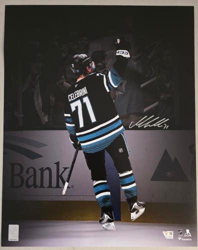 Sharks Macklin Celebrini Autographed Auto Signed "Spotlight" 8x10 Photo Fanatics