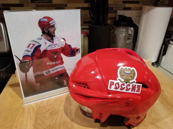 Team Russia #47 Alexander Radulov Easton Hockey Helmet Full size display IIHF
